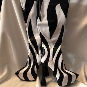 Jeffrey Campbell Black and White Heeled Boots